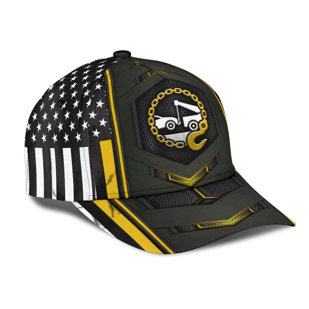 Tow Truck Yellow Flag Carbon American Classic Cap For Vacation Style Outdoor Activities And Daily Comfort
