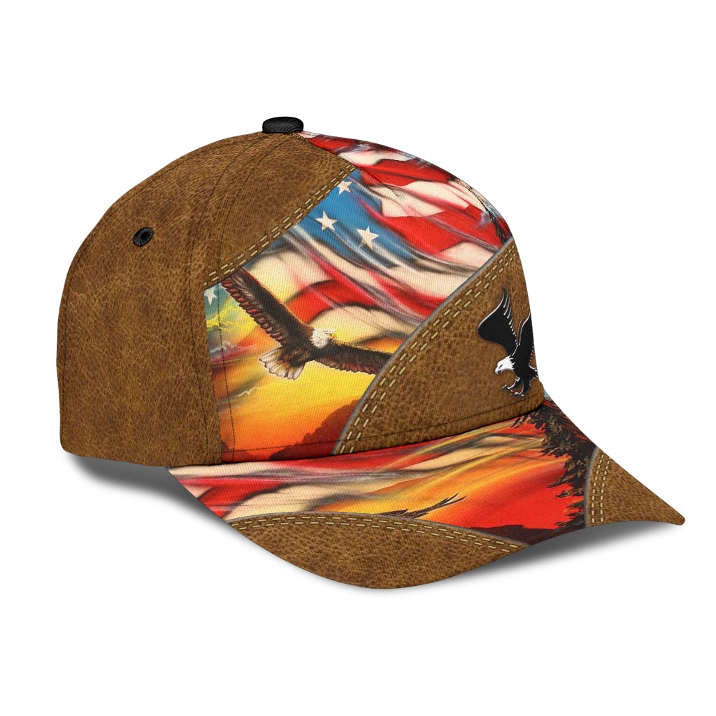 Eagle Love American Leather Pattern Classic Cap For Summer Activities Vacations And Comfortable Daily Wear