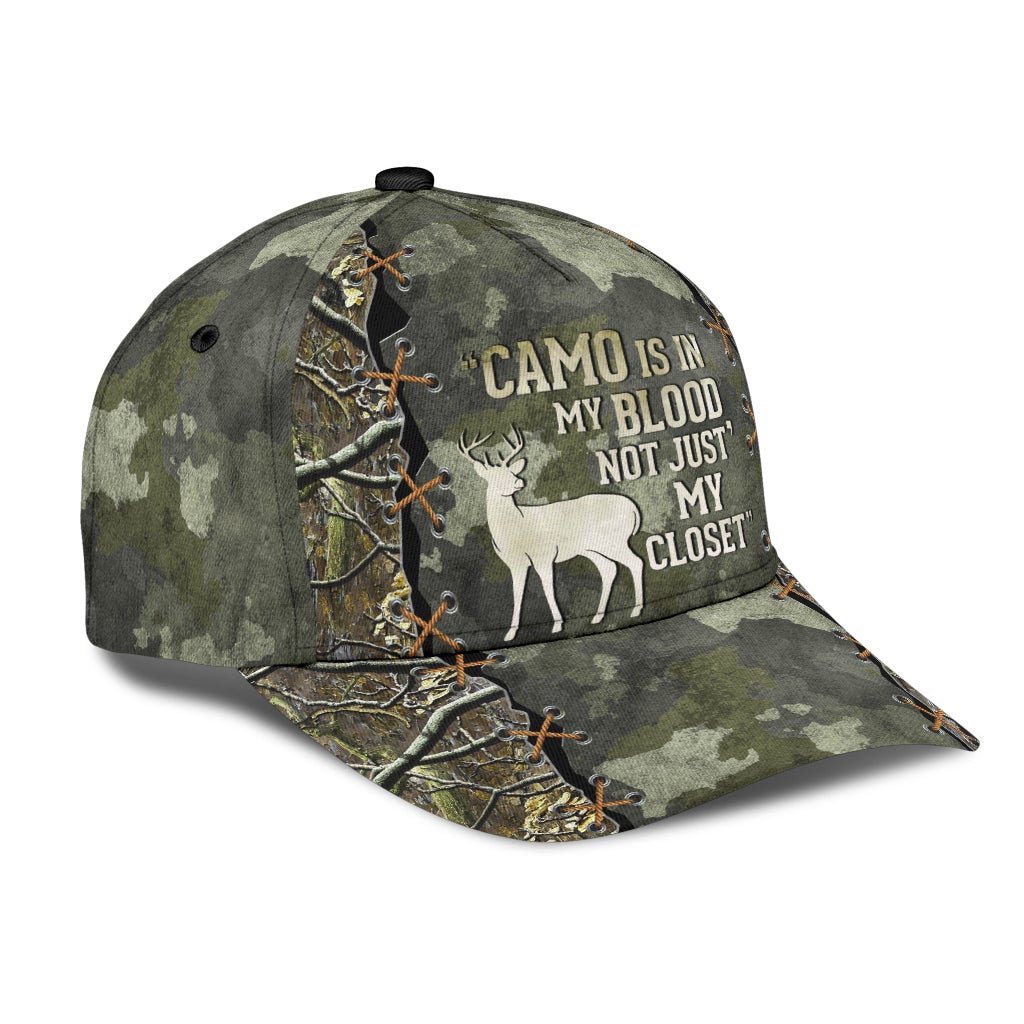 Hunting Camo In My Blood Classic Cap For Vacations Festivals Parties And Everyday Outfits