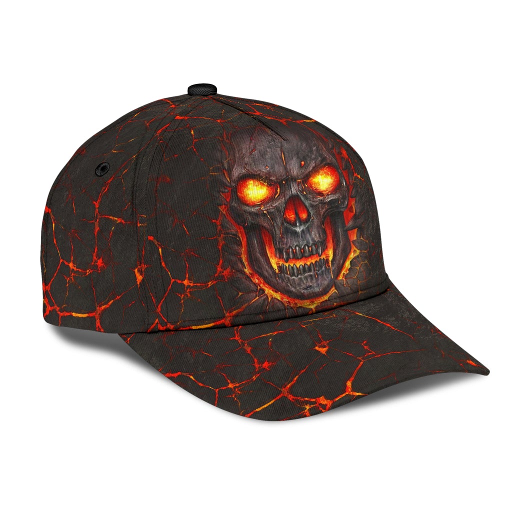 Skull Lava Fire Effect Design Classic Cap For Travel Holidays Parties And Relaxed Casual Styling