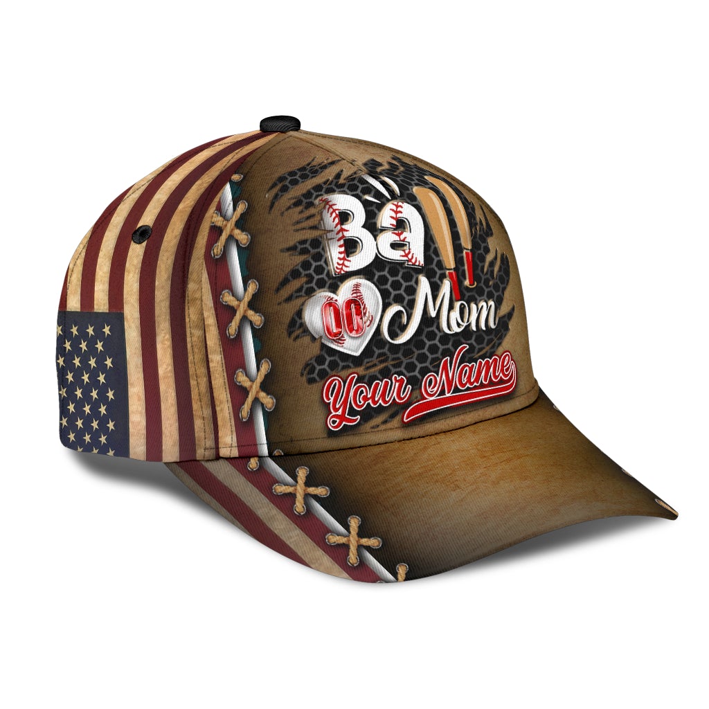 Custom Baseball Mom Personalized Name Number Classic Cap For Casual Events Beach Trips And Thoughtful Gifting