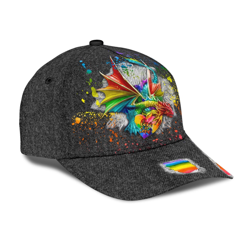 Love Is Love Dragon Jean Pattern Classic Cap For Comfortable Casual Wear Holidays And Outdoor Trips