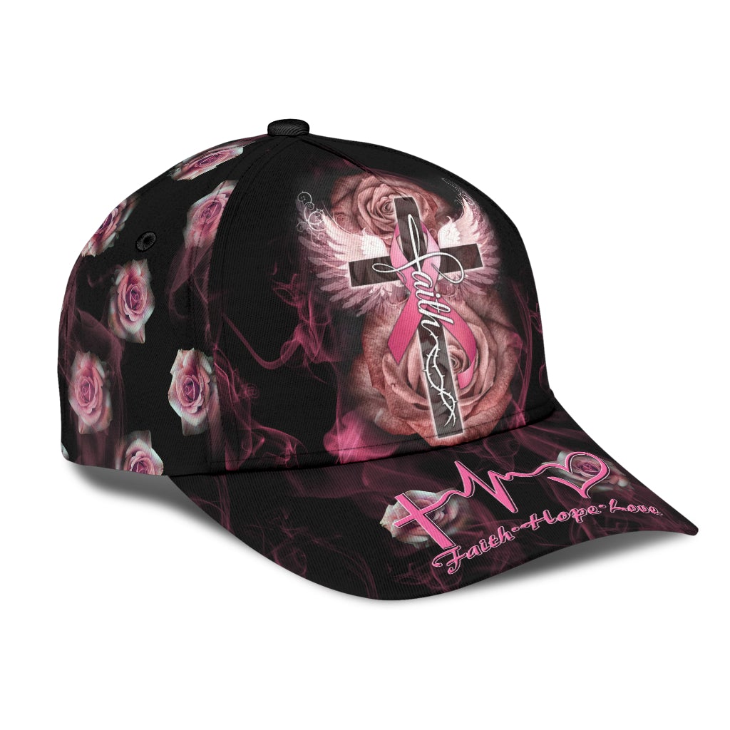 Breast Cancer Rose Cross Classic Cap For Holiday Trips Daily Outfits And Thoughtful Gifting