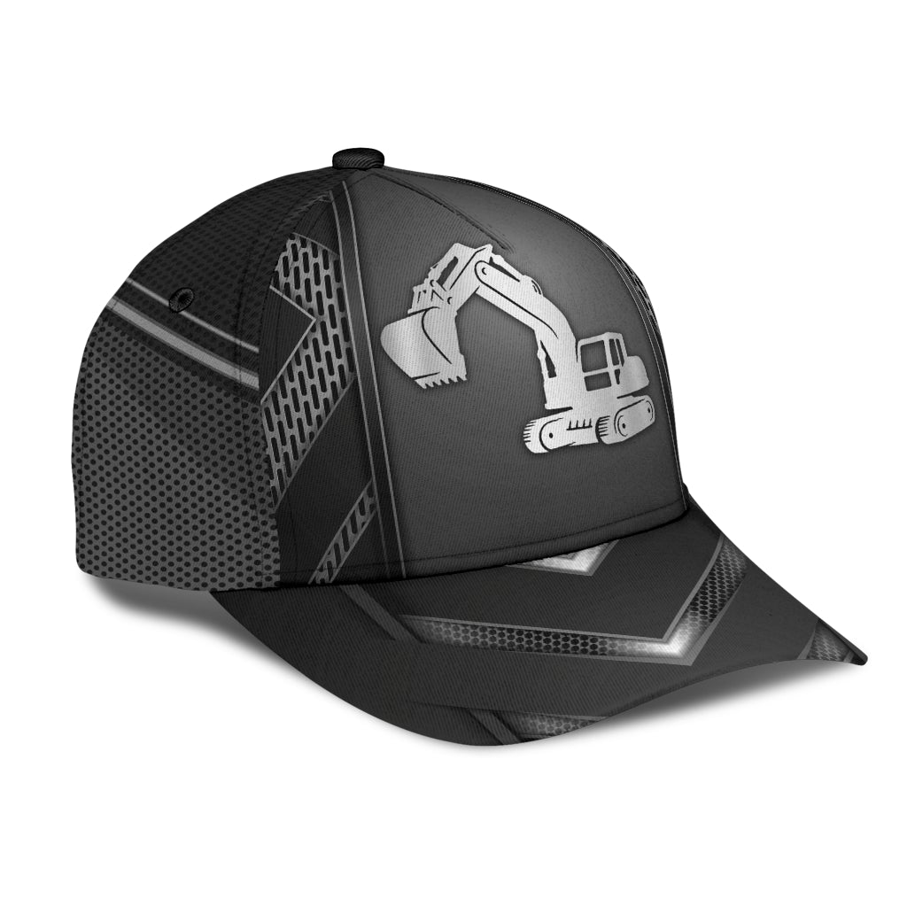 Excavator Job Silver Pattern Classic Cap For Parties Vacations And Relaxed Daily Outfits