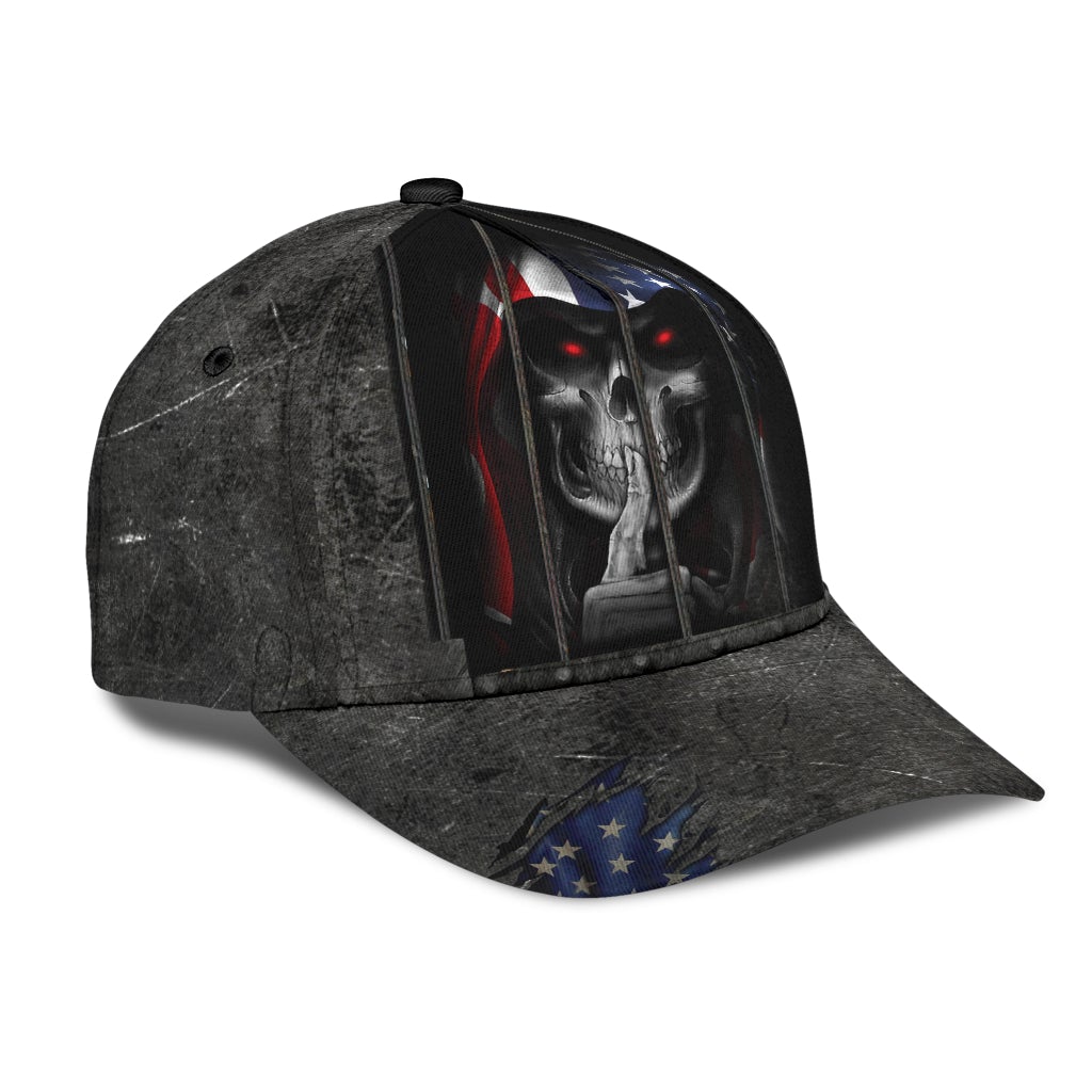Shhh Silent Skull American Classic Cap For Casual Styling Holiday Travel And Weekend Adventures