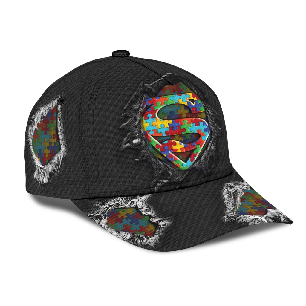 Autism Jean Pattern Awareness Classic Cap For Everyday Outfits Coastal Travel And Gift Giving