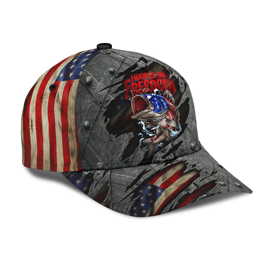 Fishing Hooked On Freedom American Classic Cap For Summer Activities Vacations And Comfortable Daily Wear