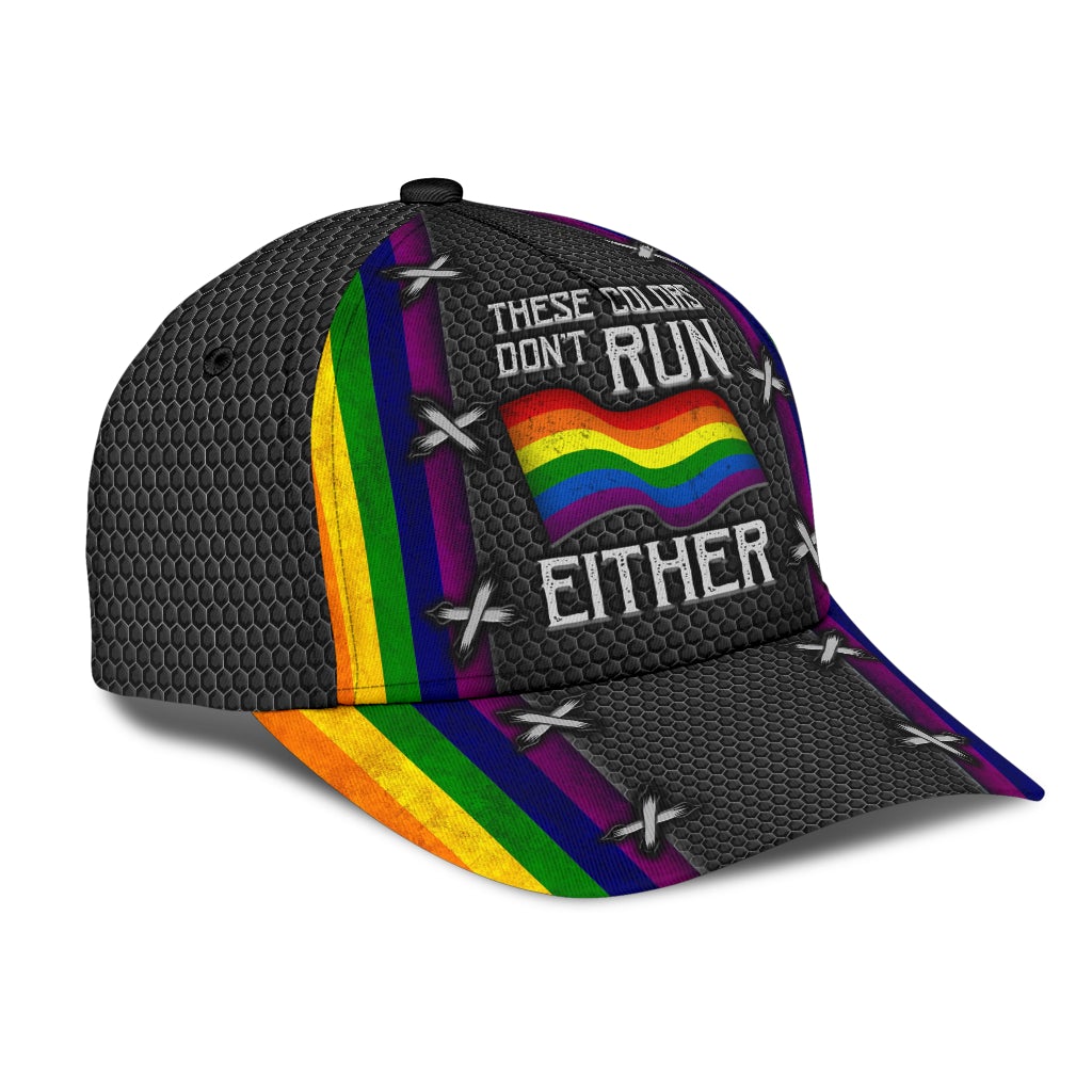 Pride Colors Never Run Classic Cap For Vacations Festivals Parties And Everyday Outfits