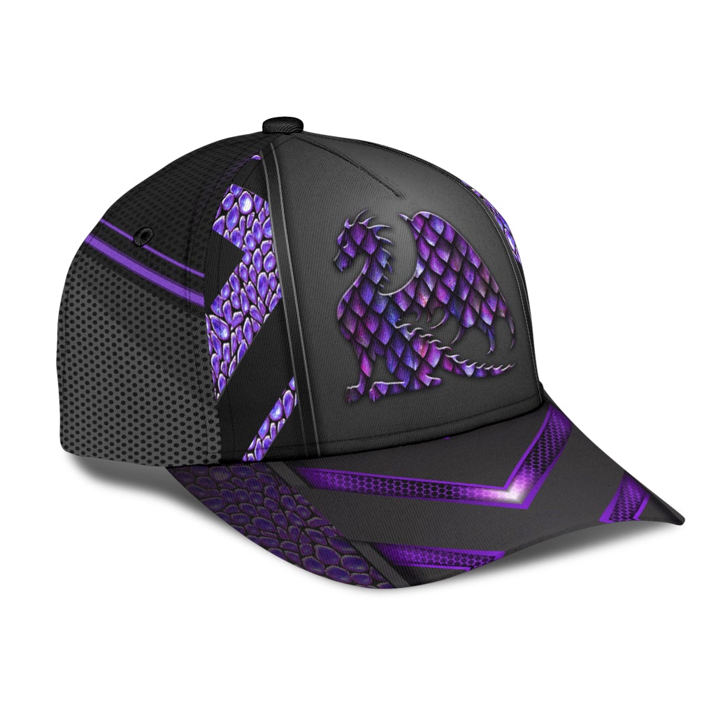 Dragon Purple Pattern Classic Cap For Festivals Vacations Outdoor Fun And Daily Comfort