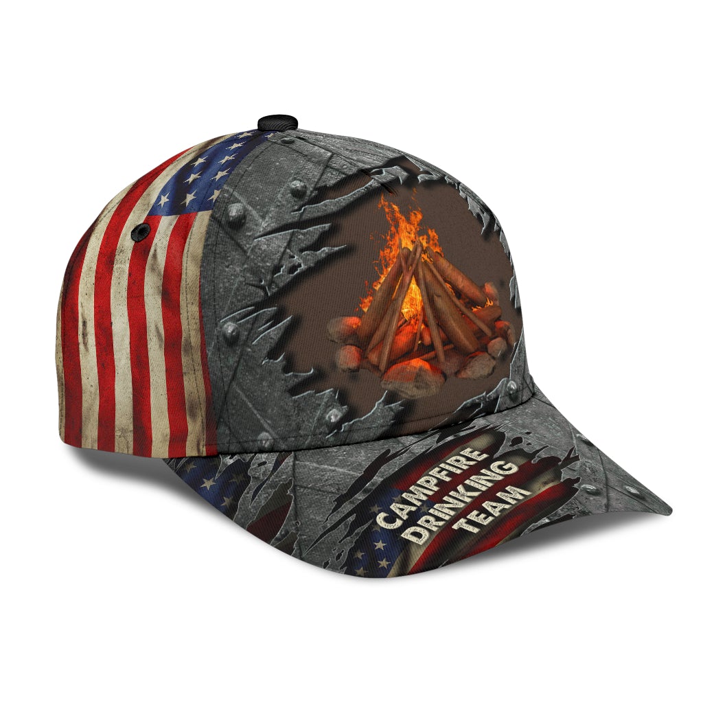 Campfire Drinking Team Camping Fun Classic Cap For Outdoor Adventures Festivals And Casual Wear