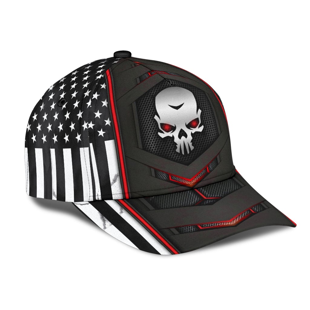 Skull Red Flag Carbon American Classic Cap For Vacation Style Outdoor Activities And Daily Comfort