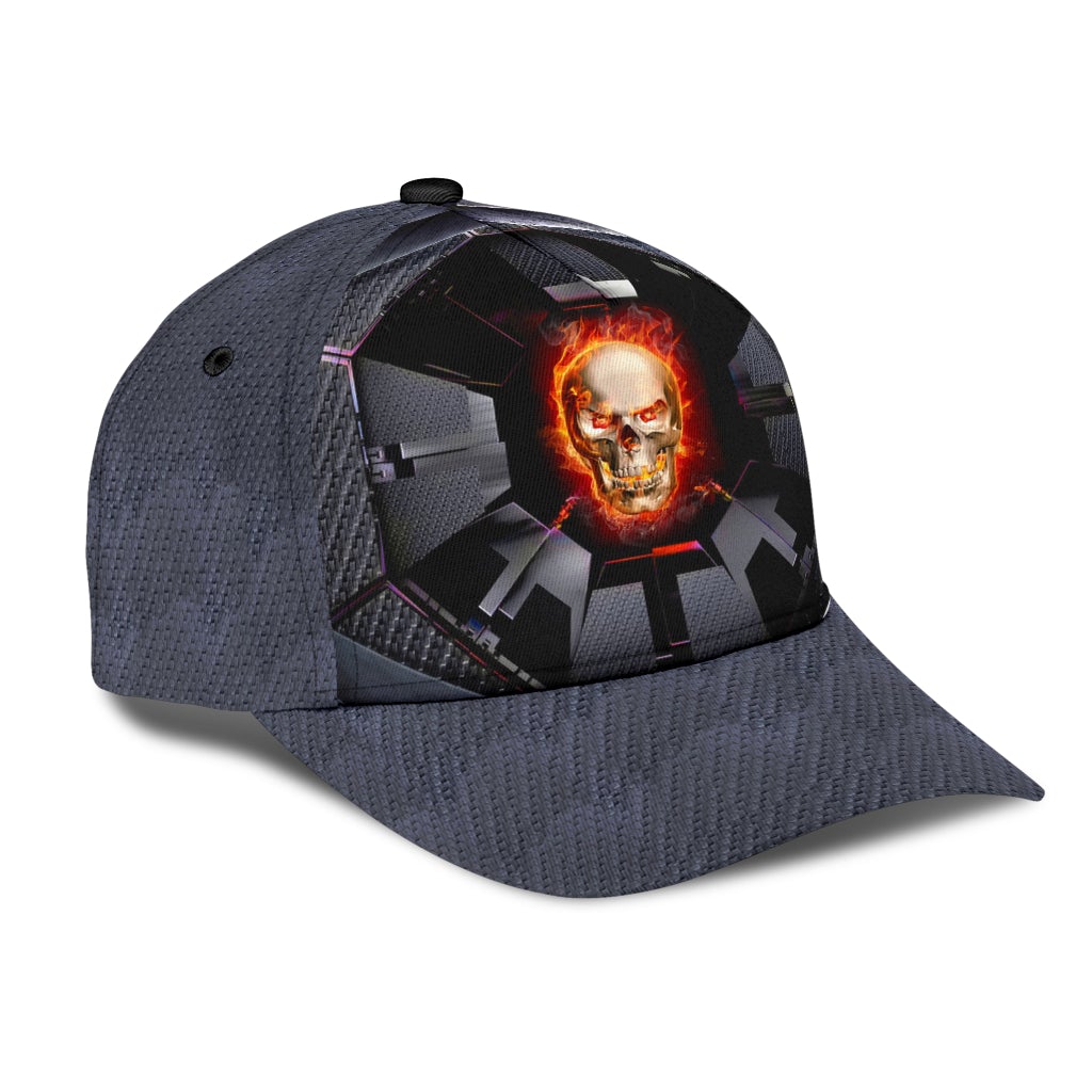 Skull Fire Hexagonal Classic Cap For Weekend Travel Outdoor Events And Casual Outfits