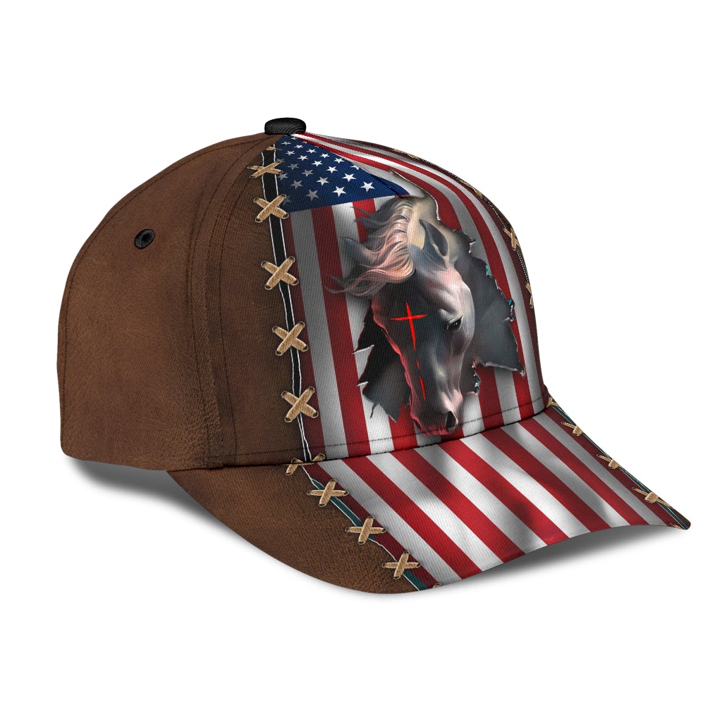 Faith Horse American Flag Classic Cap For Parties Vacations And Relaxed Daily Outfits