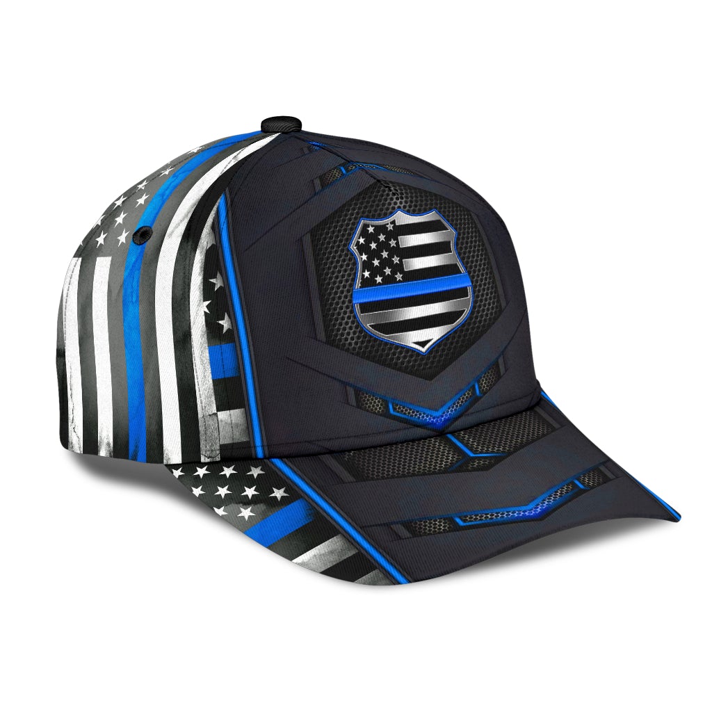 Police Blue Flag Carbon Pattern Classic Cap For Beach Vacations Outdoor Trips And Everyday Comfort