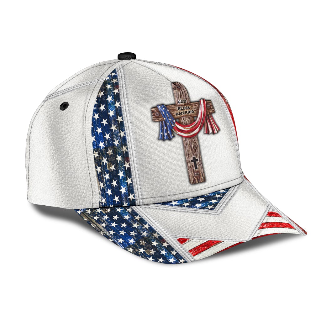 White God Bless America Classic Cap For Casual Styling Holiday Travel And Weekend Adventures