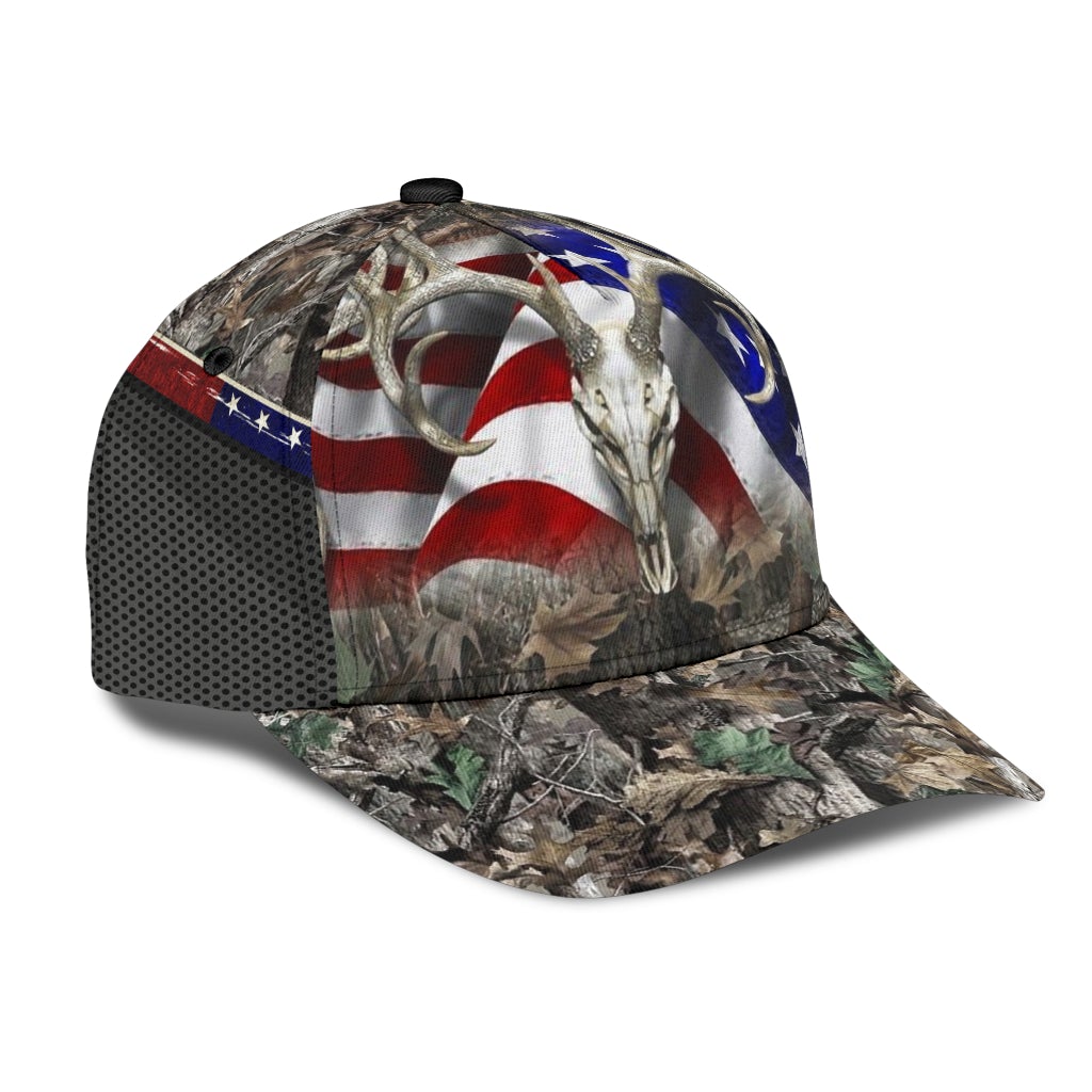 Deer Hunting American Flag Classic Cap For Beach Vacations Outdoor Trips And Everyday Comfort