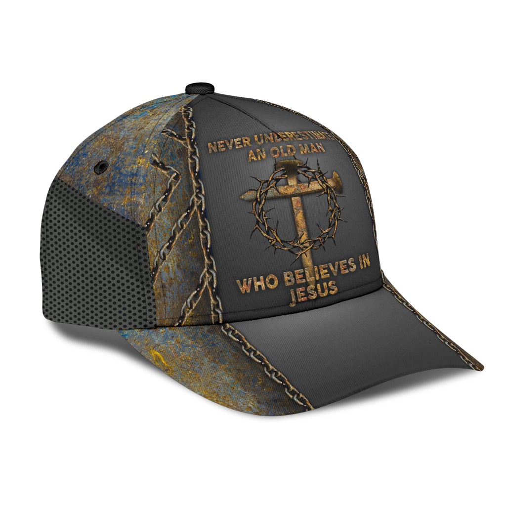 Old Man Faith Cross Believer Classic Cap For Holiday Trips Daily Outfits And Thoughtful Gifting