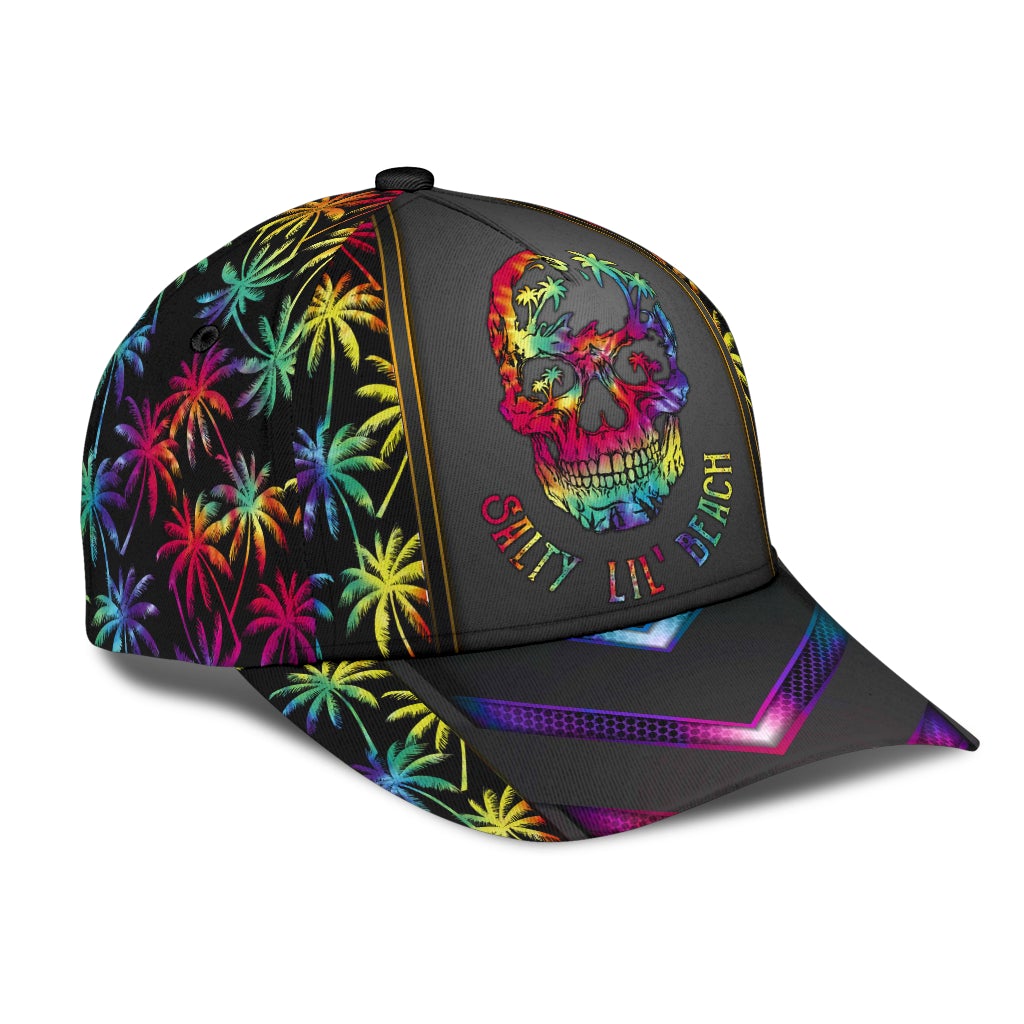 Skull Salty Beach Summer Classic Cap For Outdoor Adventures Festivals And Casual Wear