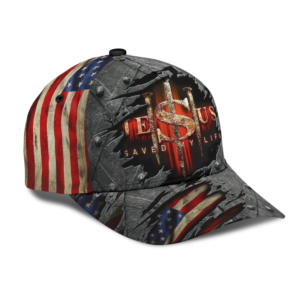Faith Saved My Life Crack American Flag Classic Cap For Weekend Travel Outdoor Events And Casual Outfits