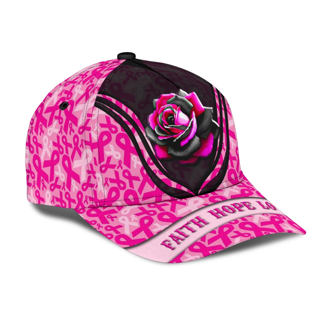 Breast Cancer Faith Hope Love Rose Classic Cap For Weekend Adventures Festivals And Gift Giving