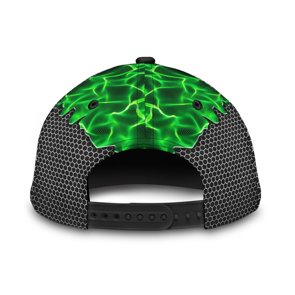 Green Skull Electric Pattern Classic Cap For Festivals Holidays And Comfortable Everyday Wear