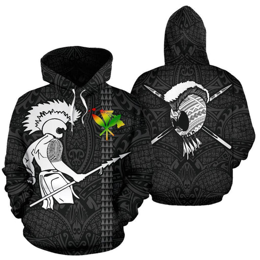 Hawaiian Warrior Tattoo Hoodie For Everyday Streetwear Seasonal Travel And Gift Giving