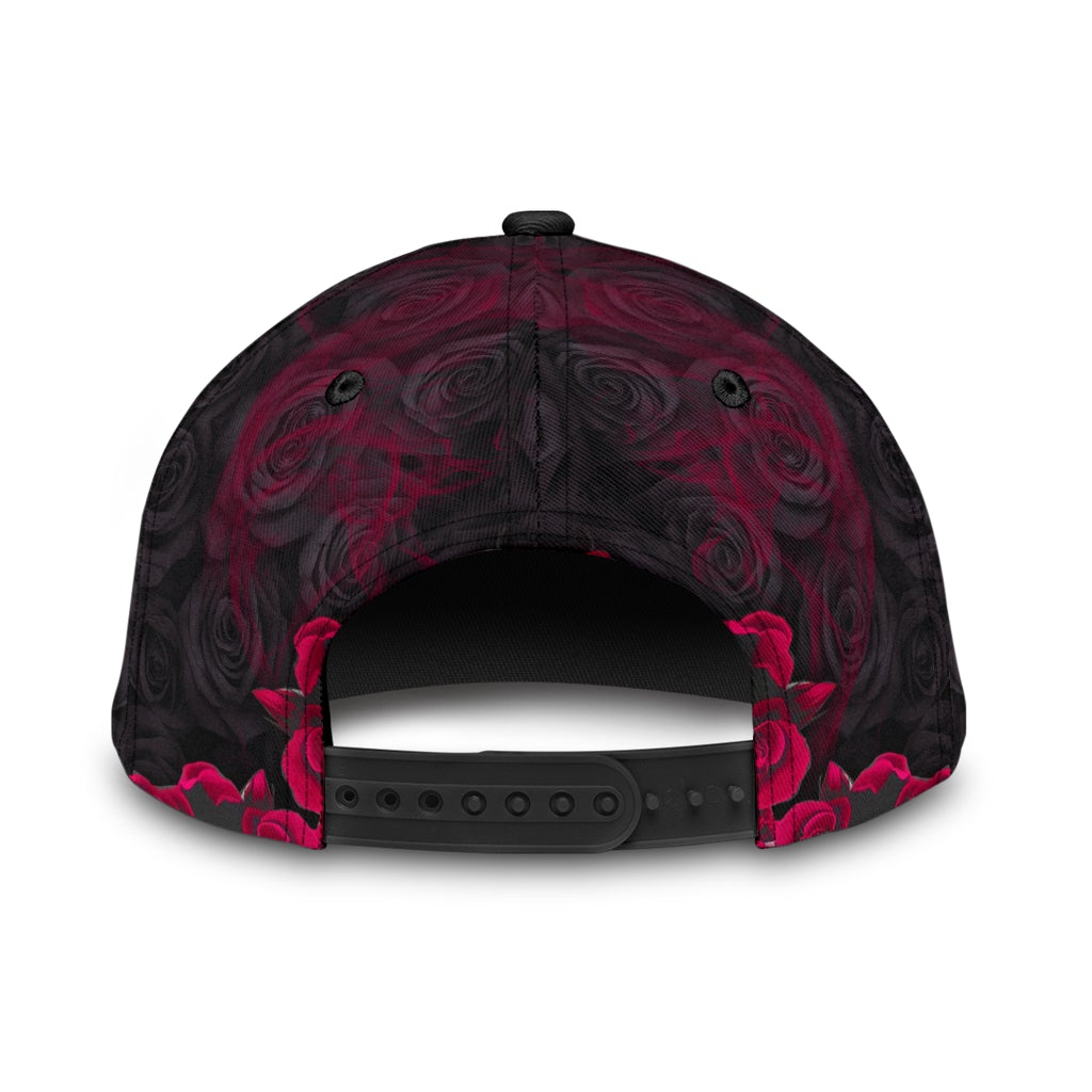 Custom Skull Roses Faith Hope Love Classic Cap For Daily Comfort Outdoor Fun And Weekend Vacations