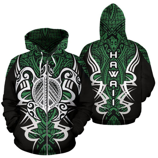 Green Hawaii Turtle Tribal Armor Hoodie For Beach Lovers Outdoor Activities And Thoughtful Gifts