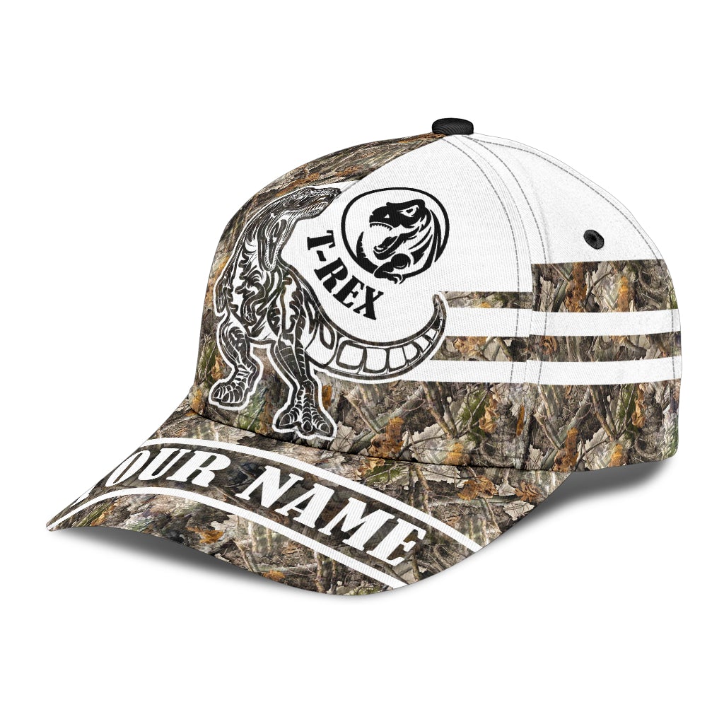 Custom Name T Rex Dinosaur Camo Classic Cap For Comfortable Daily Wear Travel And Weekend Outings