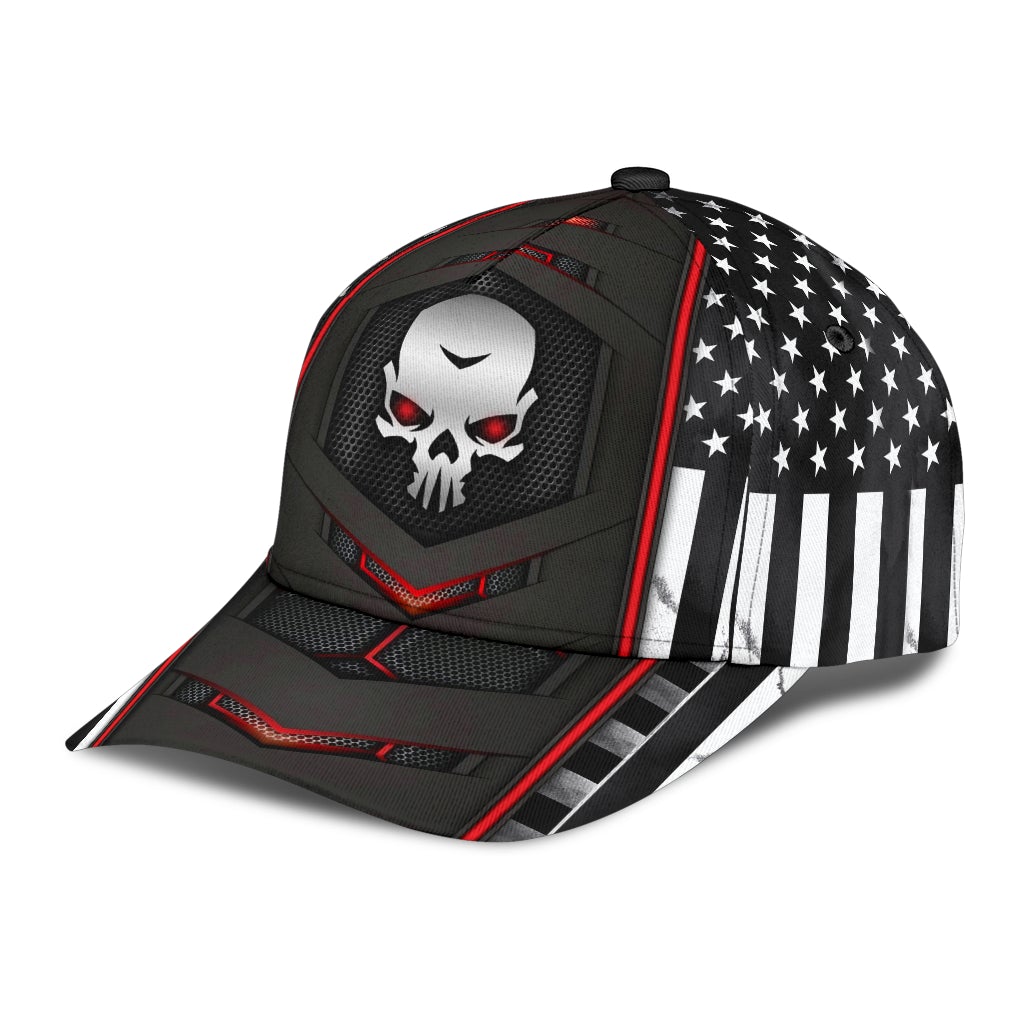 Skull Red Flag Carbon American Classic Cap For Vacation Style Outdoor Activities And Daily Comfort