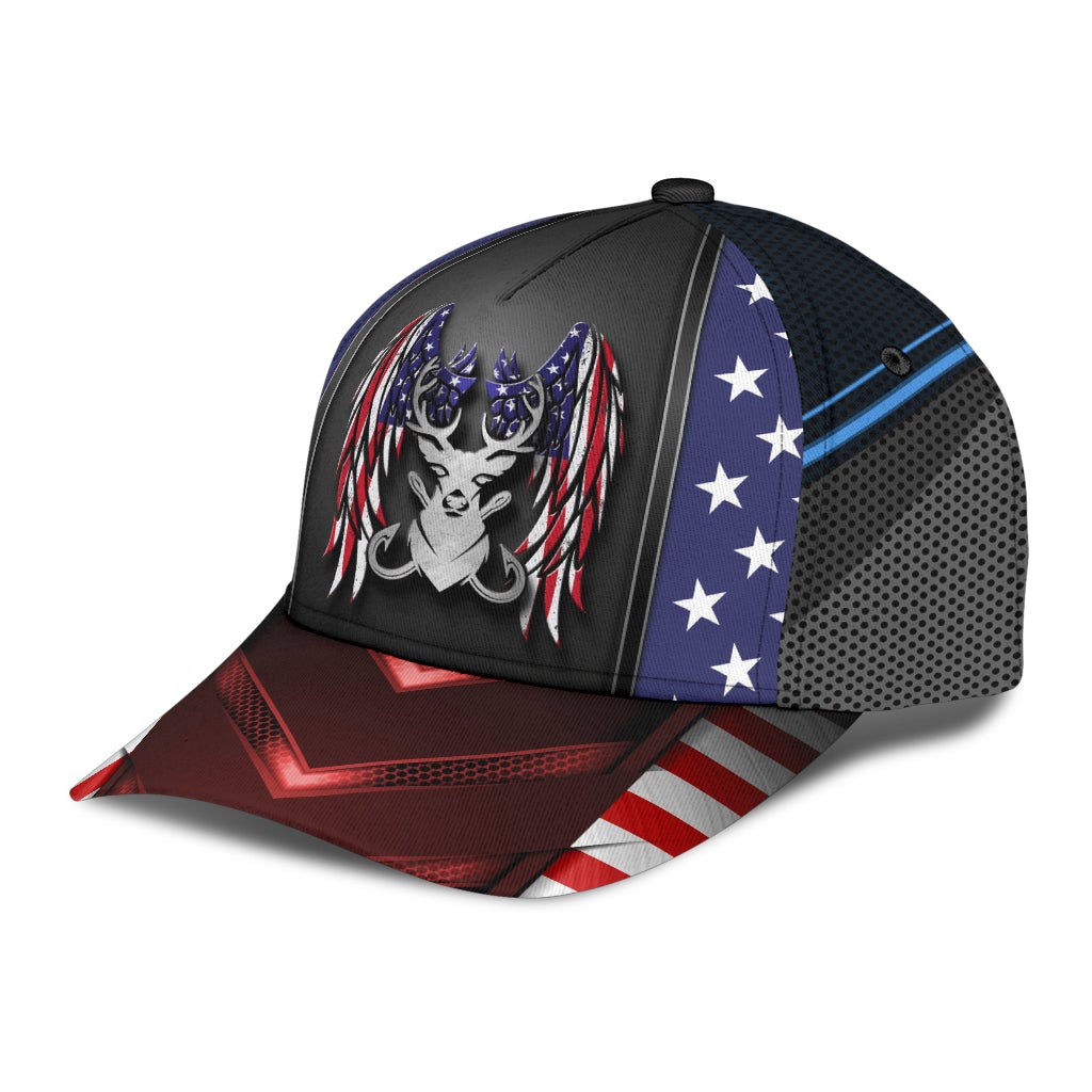 Hunting Fishing Wings American Flag Classic Cap For Outdoor Activities Weekend Trips And Casual Wear