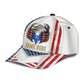 Custom Name Eagle American Flag White Classic Cap For Festivals Holidays And Comfortable Everyday Wear