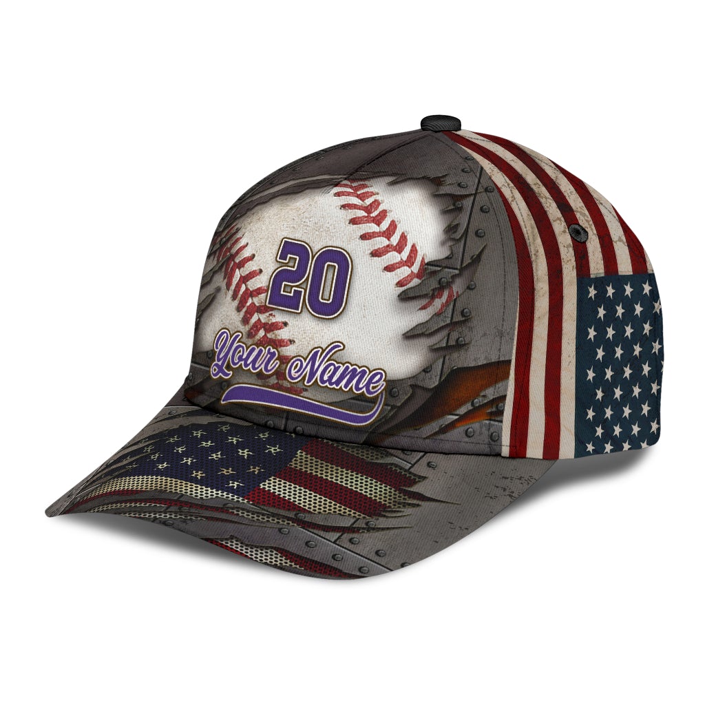 Custom Baseball Crack American Flag Classic Cap For Outdoor Travel Festivals And Relaxed Everyday Wear