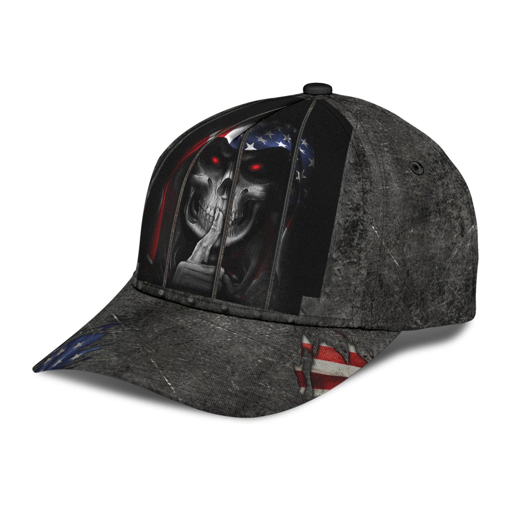 Shhh Silent Skull American Classic Cap For Casual Styling Holiday Travel And Weekend Adventures