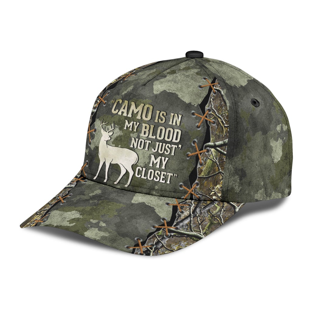Hunting Camo In My Blood Classic Cap For Vacations Festivals Parties And Everyday Outfits