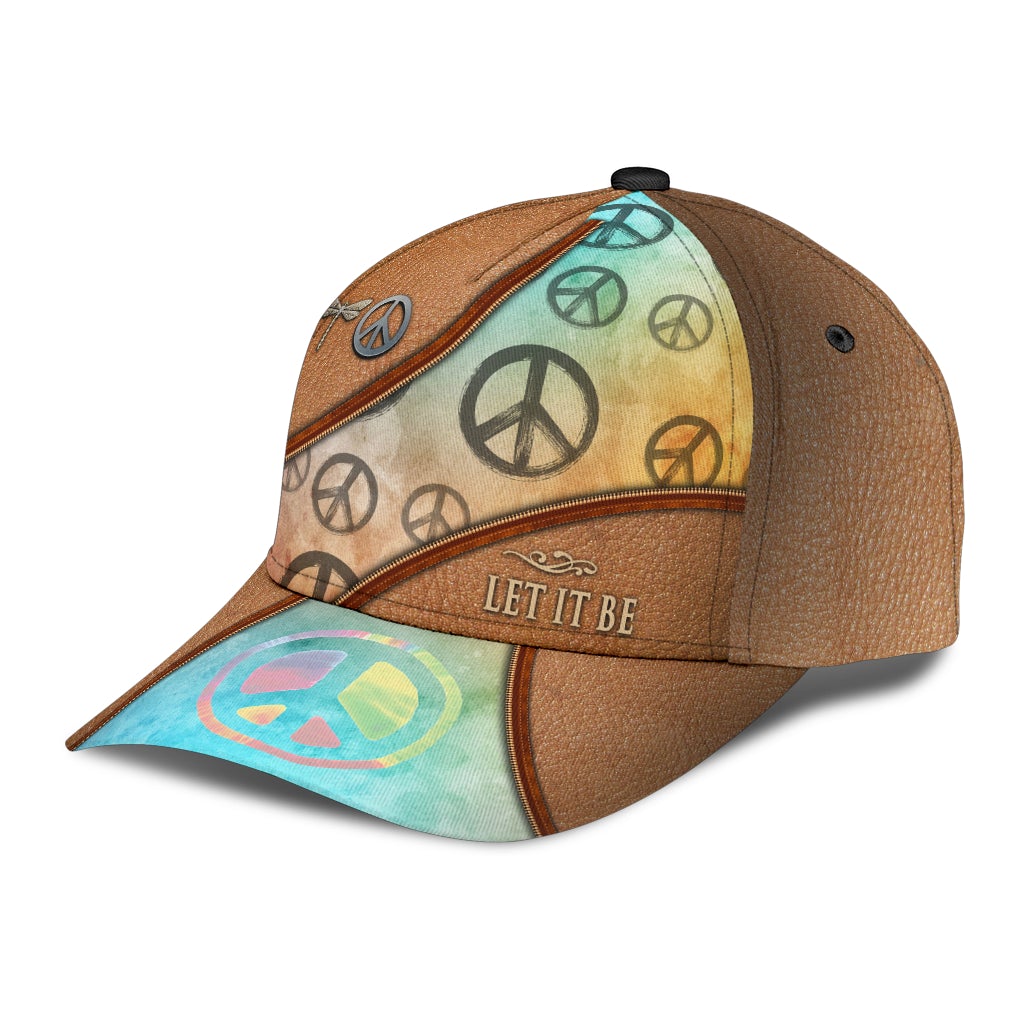 Hippie Let It Be Peace Classic Cap For Relaxed Outfits Outdoor Events And Holiday Trips