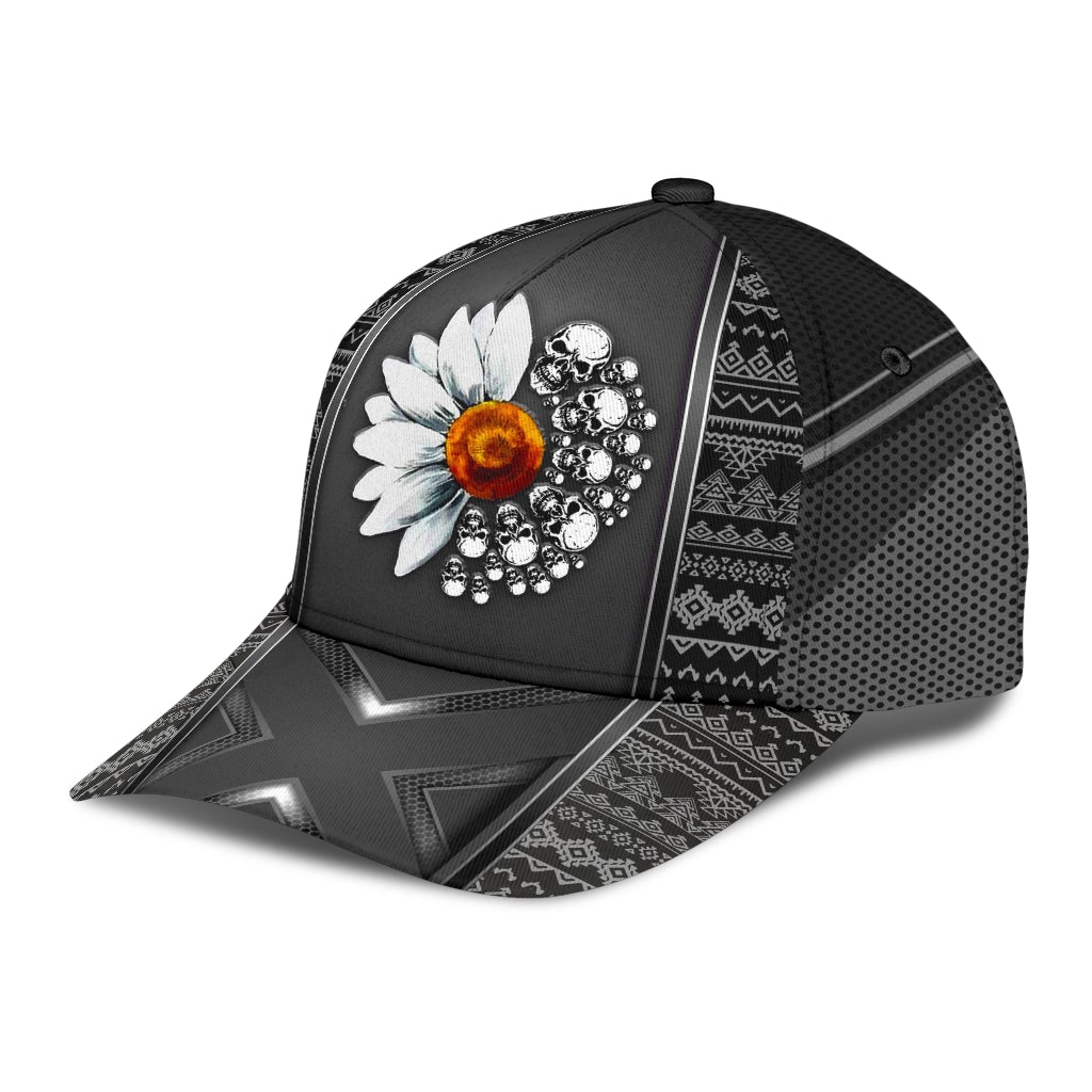 Daisy Skull Floral Art Classic Cap For Daily Comfort Outdoor Fun And Weekend Vacations