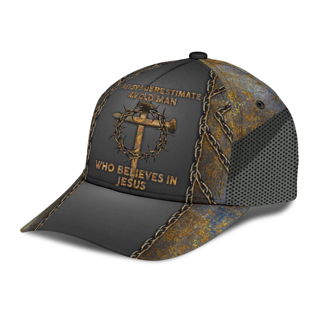 Old Man Faith Cross Believer Classic Cap For Holiday Trips Daily Outfits And Thoughtful Gifting