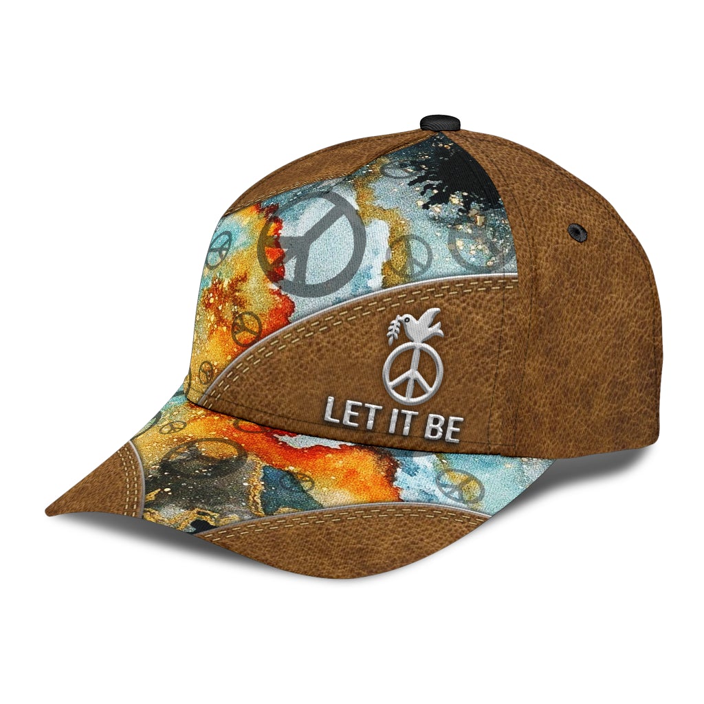 Hippie Let It Be Happy Peace Classic Cap For Everyday Wear Vacations And Seasonal Activities