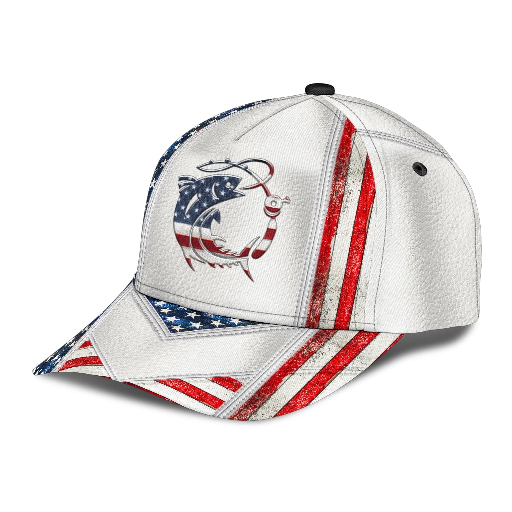 White American Fishing Outdoor Classic Cap For Seasonal Events Outdoor Trips And Everyday Comfort