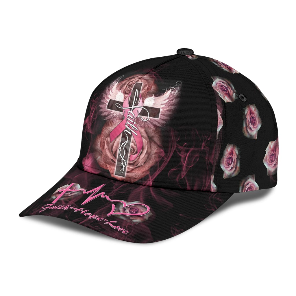 Breast Cancer Rose Cross Classic Cap For Holiday Trips Daily Outfits And Thoughtful Gifting