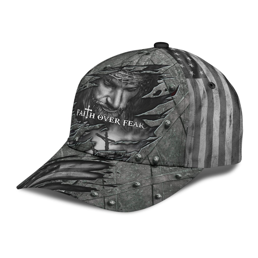 Faith Over Fear Black Classic Cap For Coastal Trips Outdoor Activities And Gift Giving