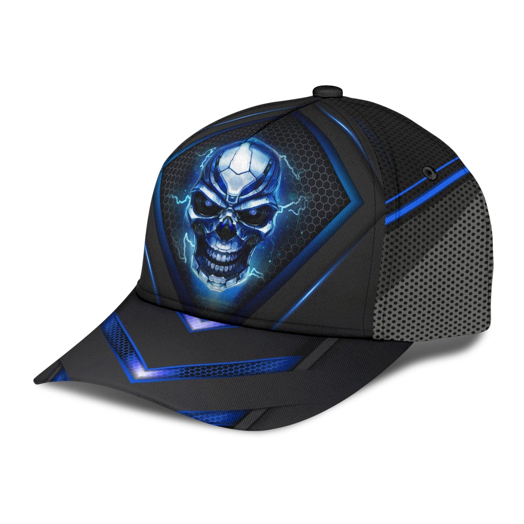 Skull Blue Pattern Classic Cap For Holiday Adventures Parties And Comfortable Styling