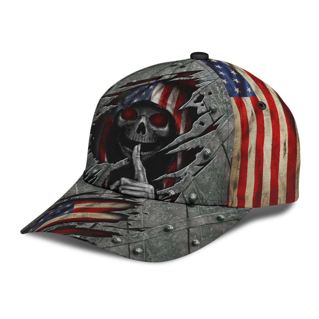 Skull American Flag Classic Cap For Beach Outings Holidays And Thoughtful Everyday Style