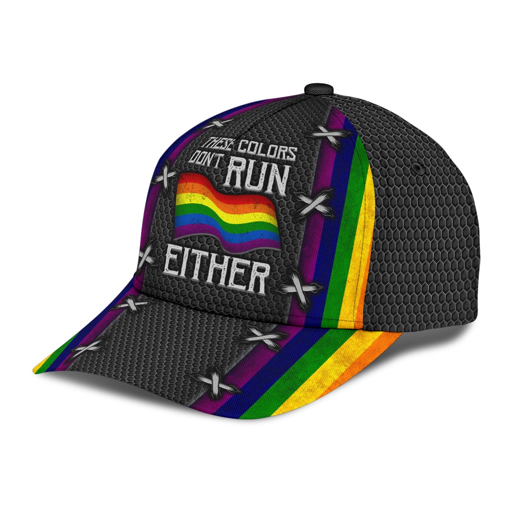Pride Colors Never Run Classic Cap For Vacations Festivals Parties And Everyday Outfits