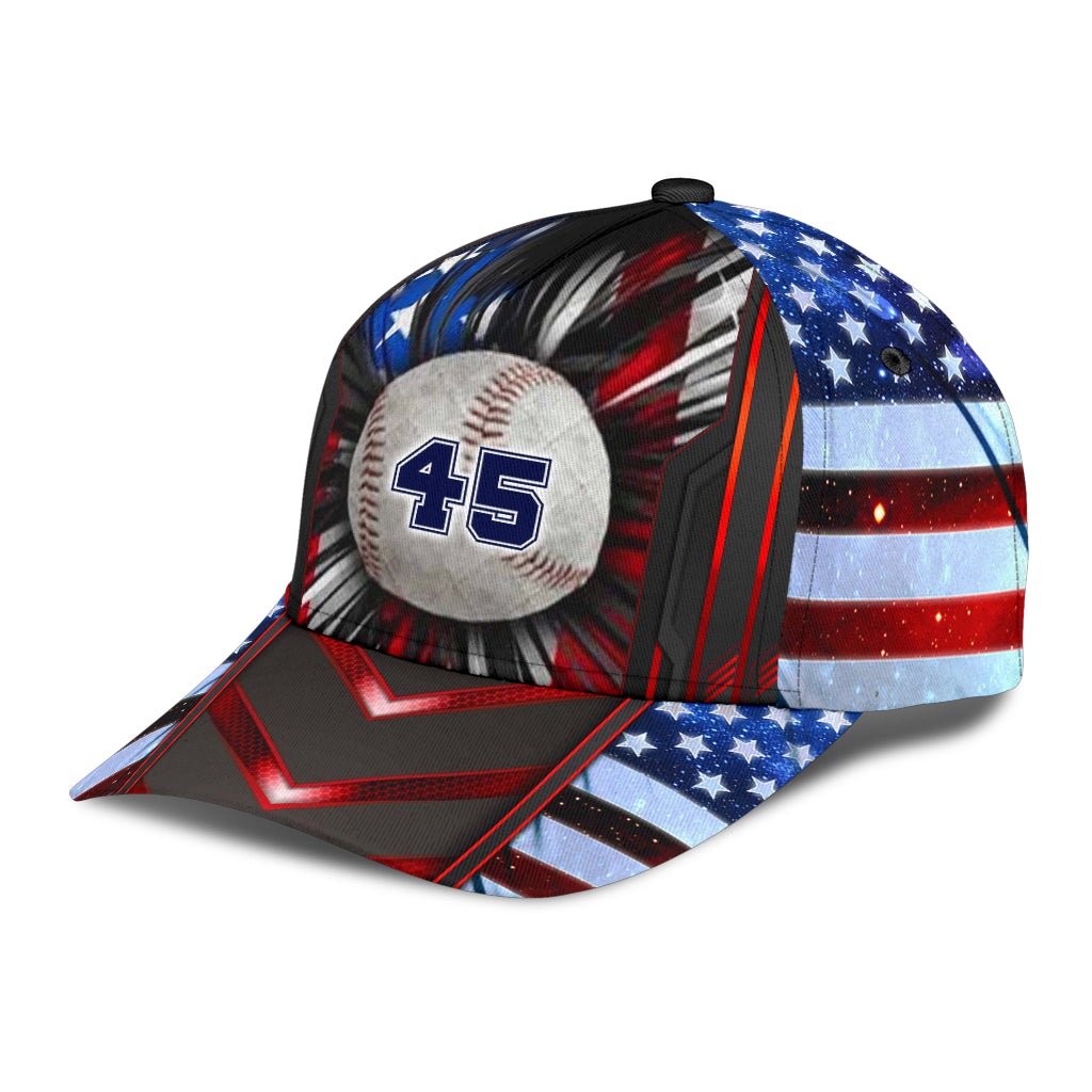 Custom Baseball US Flag Personalized Name Classic Cap For Summer Vacations Parties And Outdoor Events