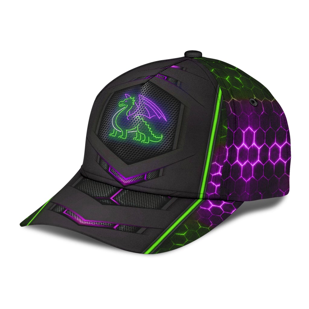 Dragon Neon Fantasy Glow Classic Cap For Casual Styling Holiday Travel And Weekend Adventures