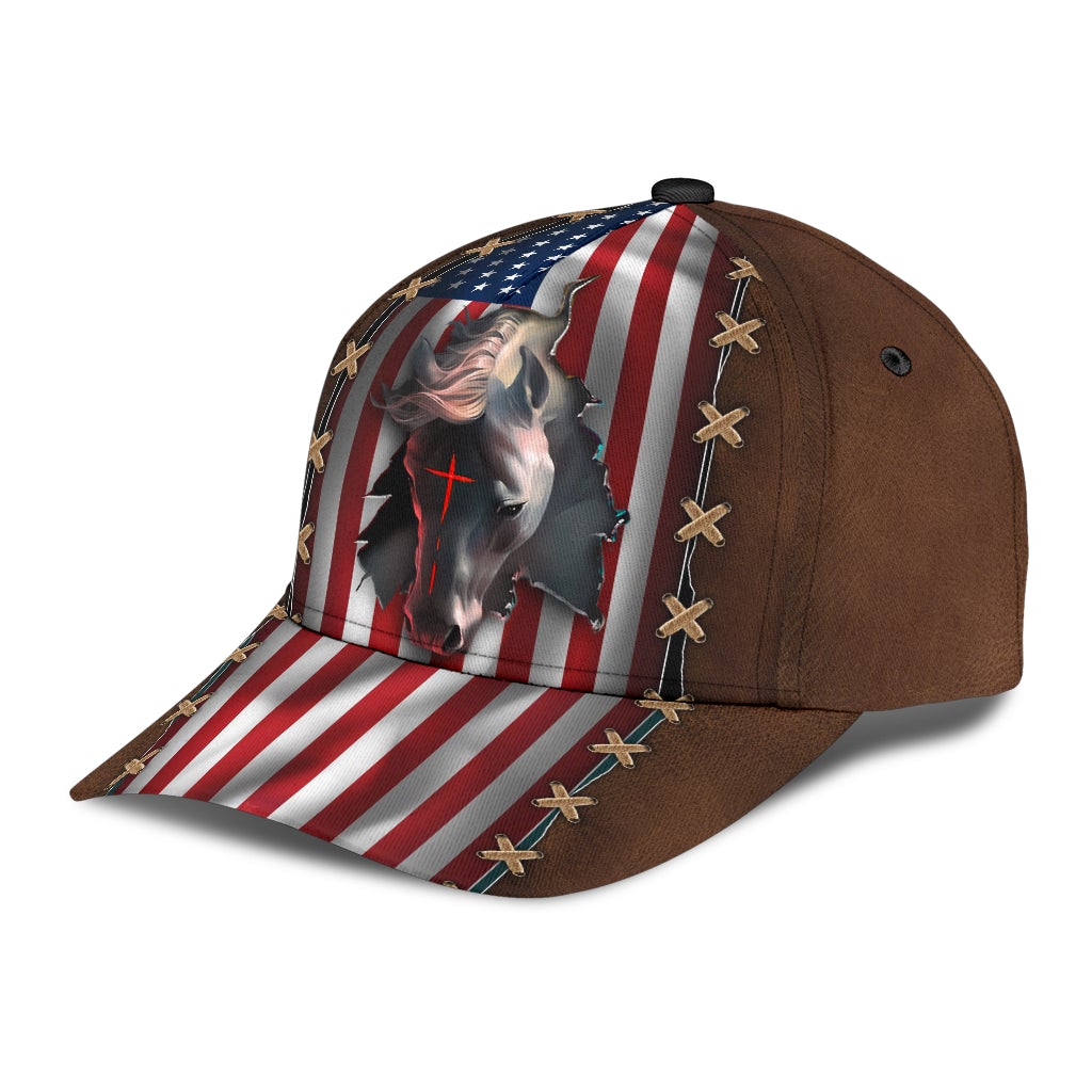 Faith Horse American Flag Classic Cap For Parties Vacations And Relaxed Daily Outfits