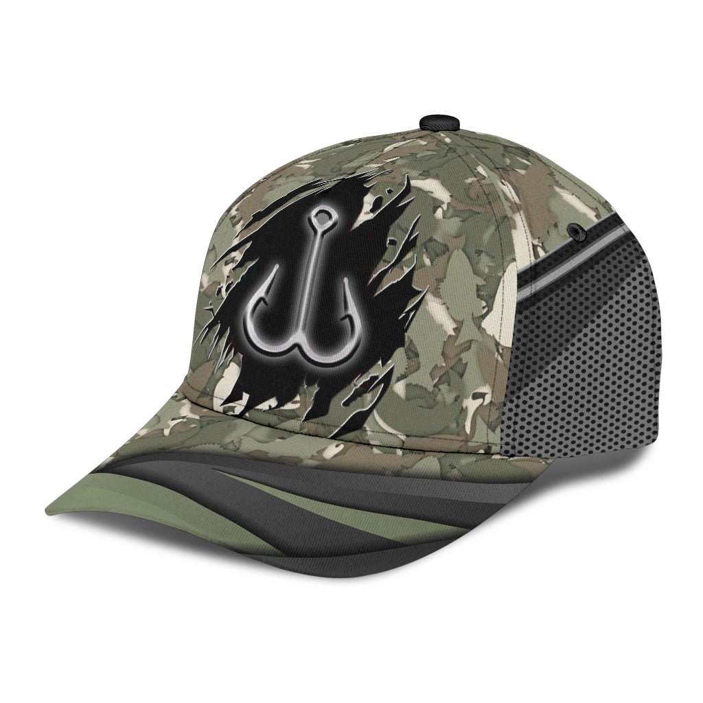 Fishing Camo Pattern Outdoor Classic Cap For Casual Outfits Vacations And Everyday Styling