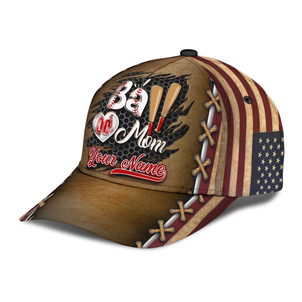 Custom Baseball Mom Personalized Name Number Classic Cap For Casual Events Beach Trips And Thoughtful Gifting